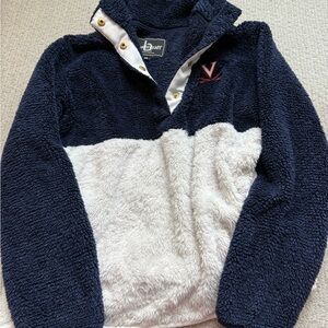 University of Virginia Blue and White Sherpa Pullover Sweater